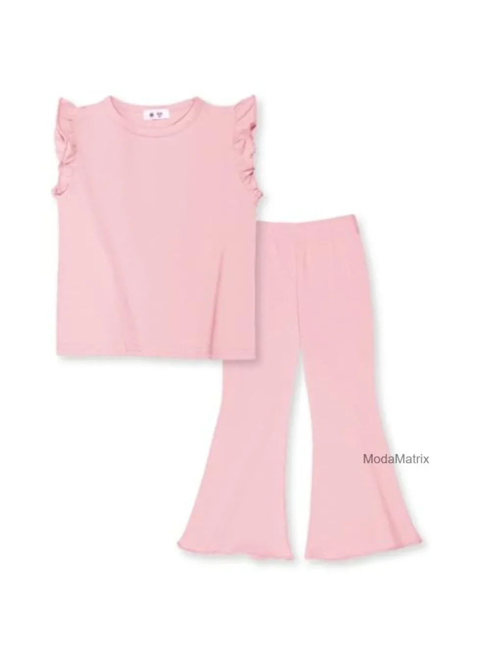 Toddler Girls 2 Piece Ruffle Cap Sleeve Top and Flare Bell Bottom Pants Set